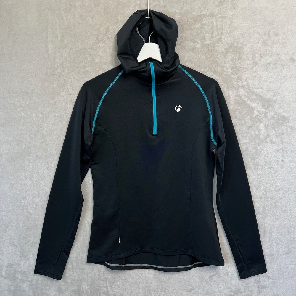 Bontrager Cycling 1/4 Zip Long Sleeve Women's Black & Blue Hooded Jersey Large